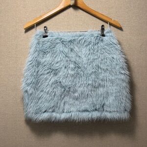 Blue Fur Mini Skirt